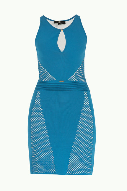 Blue Printed knit  dress  28073