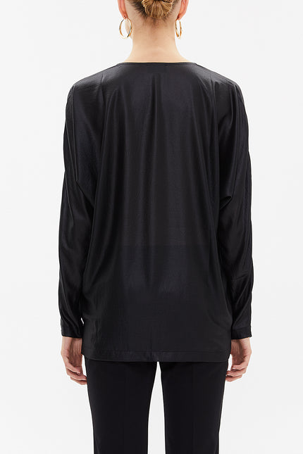 Black Sleeveless wide cut blouse  19770