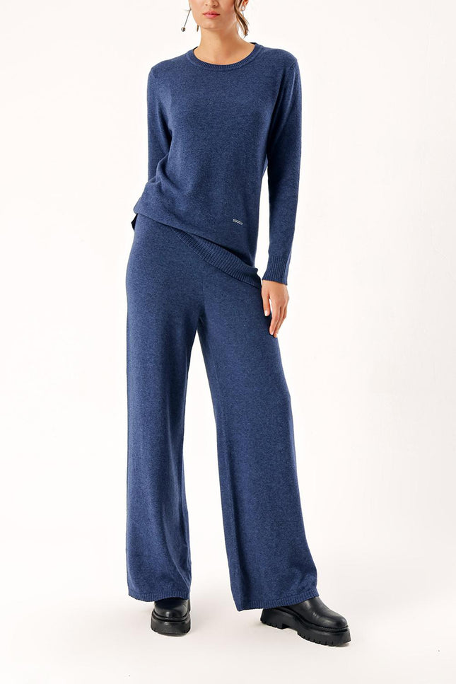 Navy Blue Knitwear pants and pullover suits 28859