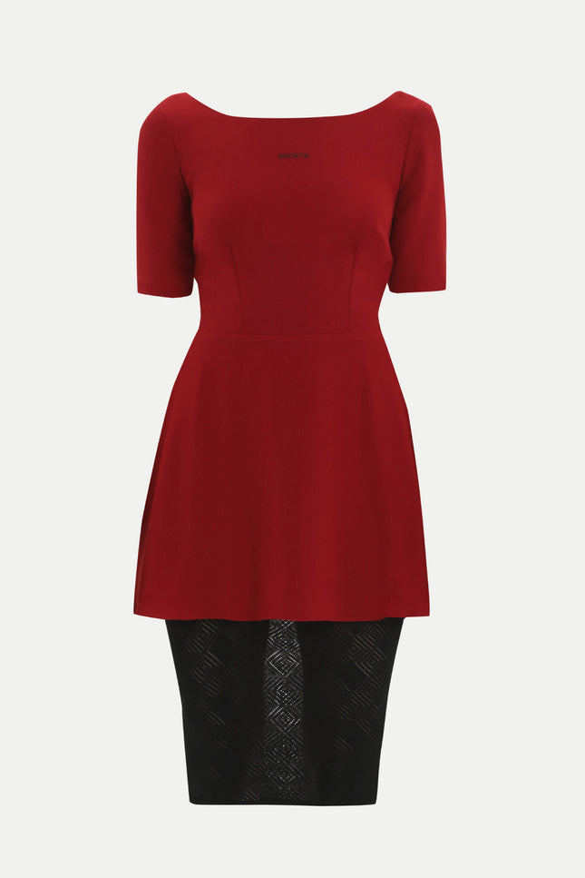 Red Laced midi dress 90762