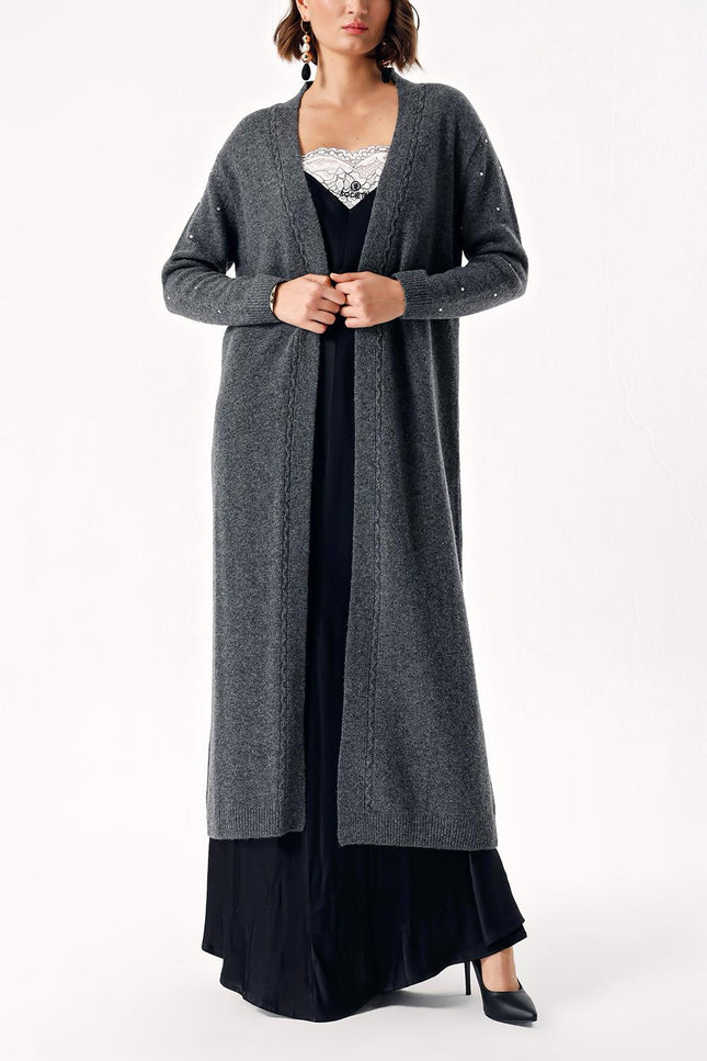 Smoked Long wool knitted cardigan 28876