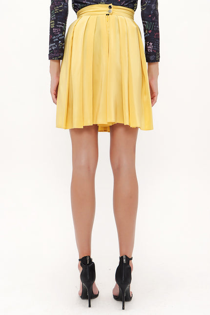 Yellow Pleated wide cut skirt 80414