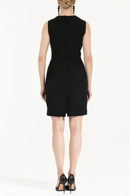 Black Sleeveless wool  mini dress  91191