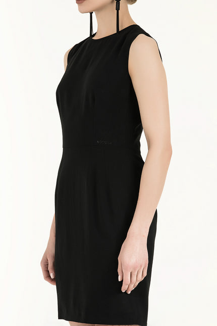 Black Sleeveless wool  mini dress  91191