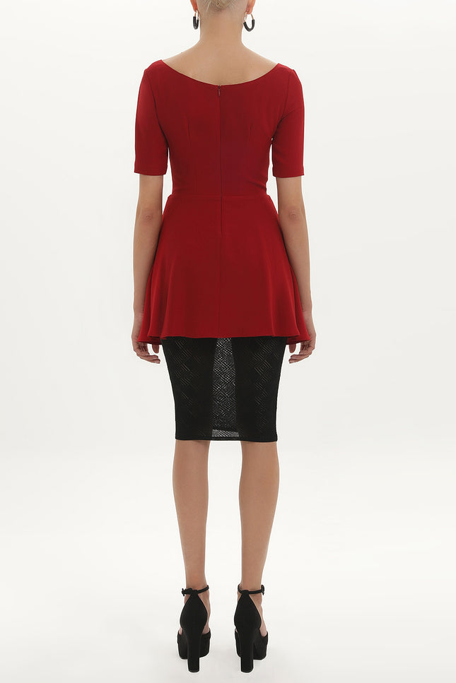 Red Laced midi dress 90762