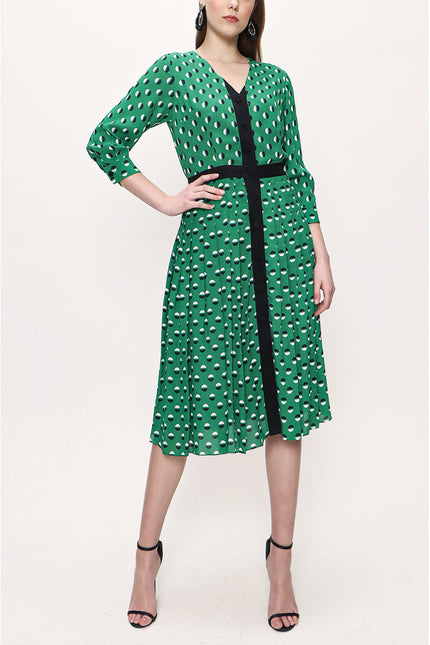 Green Pleated dress 93735