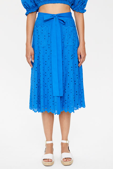 Blue Brode  and  button skirt  81054